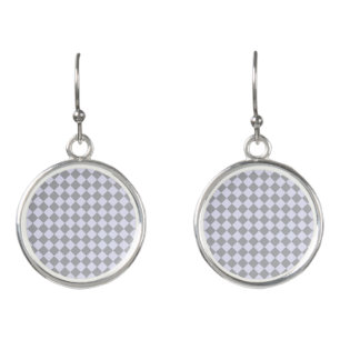 Diamond pattern in gray and lavender earrings