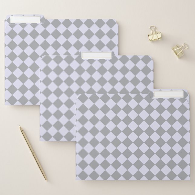 Diamond pattern in gray and lavender file folder (Set)