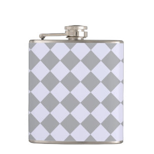 Diamond pattern in gray and lavender flask