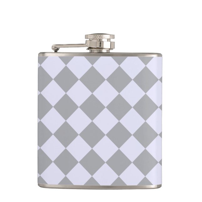 Diamond pattern in gray and lavender flask (Front)