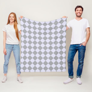 Diamond pattern in gray and lavender fleece blanket