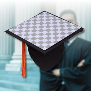 Diamond pattern in gray and lavender graduation cap topper