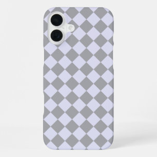 Diamond pattern in gray and lavender iPhone 16 plus case
