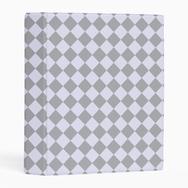 Diamond pattern in gray and lavender mini binder (Front/Spine)