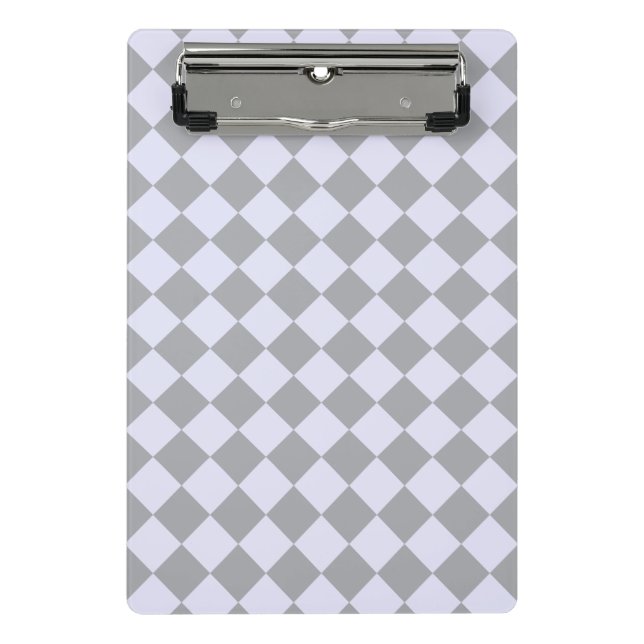 Diamond pattern in gray and lavender mini clipboard (Front)