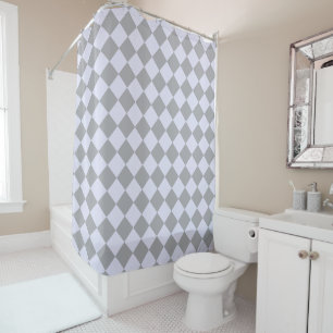 Diamond pattern in gray and lavender shower curtain