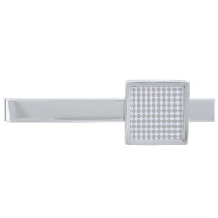 Diamond pattern in gray and lavender silver finish tie bar
