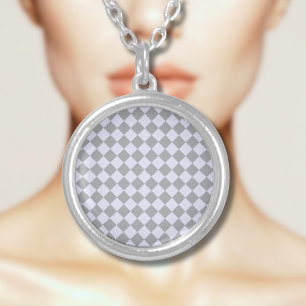 Diamond pattern in gray and lavender silver plated necklace