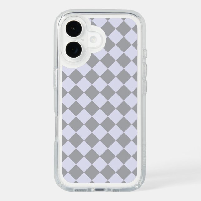 Diamond pattern in gray and lavender speck iPhone case (Front)