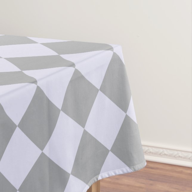 Diamond pattern in gray and lavender tablecloth (In Situ)