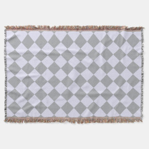 Diamond pattern in gray and lavender throw blanket