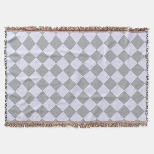 Diamond pattern in gray and lavender throw blanket (Front)