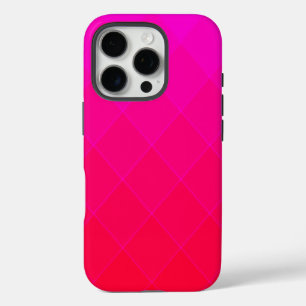 Diamond Pattern in Neon Pink and Red Ombre iPhone 16 Pro Case