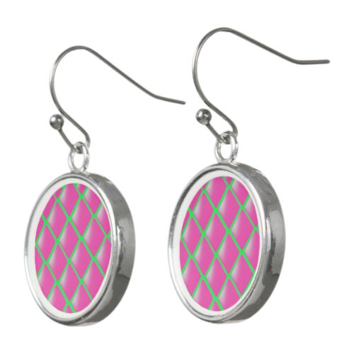 Diamond Pattern in Pink and Lime Green Earrings