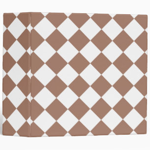 Diamond Pattern in White and Mocha Mousse 3 Ring Binder