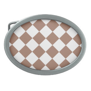 Diamond Pattern in White and Mocha Mousse Belt Buckle