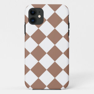 Diamond Pattern in White and Mocha Mousse iPhone 11 Case