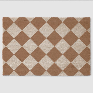 Diamond Pattern in White and Mocha Mousse Fiber Doormat