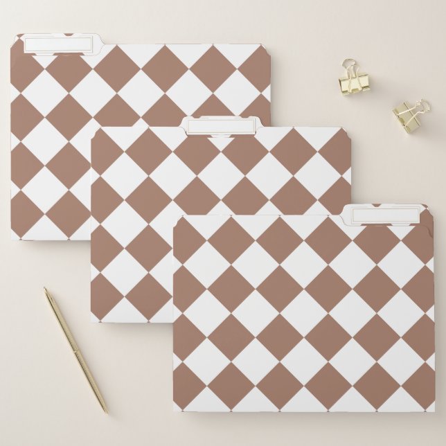 Diamond Pattern in White and Mocha Mousse File Folder (Set)