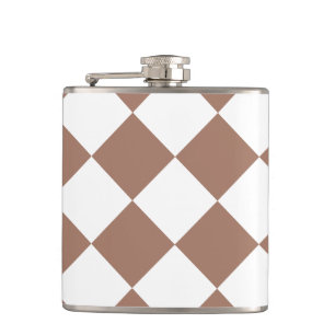 Diamond Pattern in White and Mocha Mousse Flask