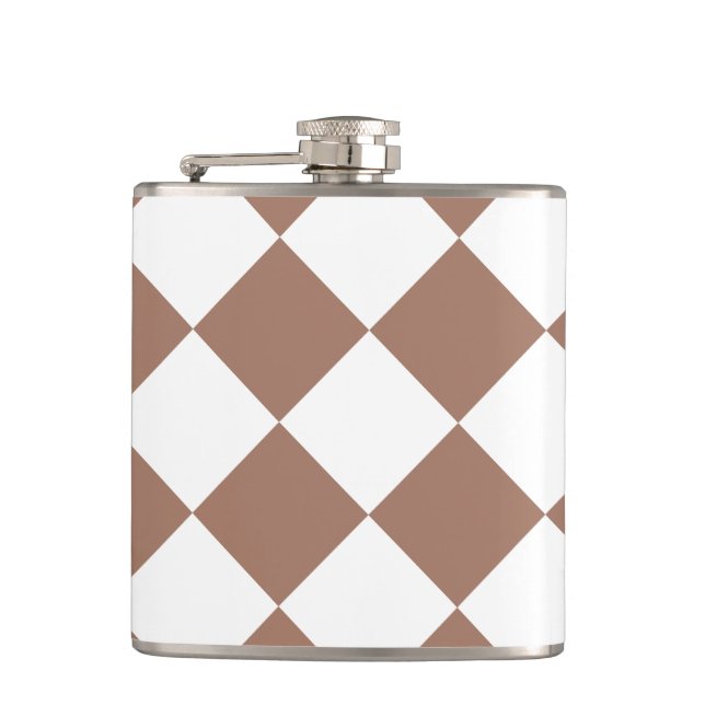 Diamond Pattern in White and Mocha Mousse Flask (Front)