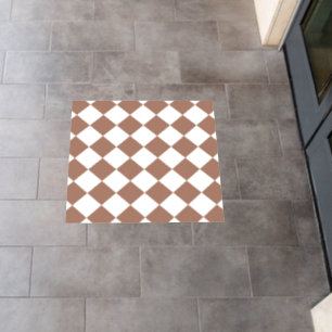 Diamond Pattern in White and Mocha Mousse Floor Decals