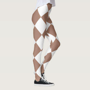 Diamond Pattern in White and Mocha Mousse Leggings