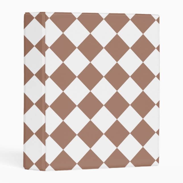 Diamond Pattern in White and Mocha Mousse Mini Binder (Front/Spine)
