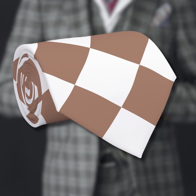 Diamond Pattern in White and Mocha Mousse Neck Tie (Creator Uploaded)