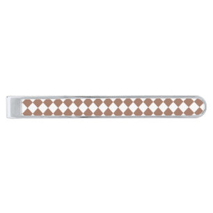 Diamond Pattern in White and Mocha Mousse Silver Finish Tie Bar