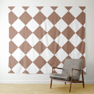 Diamond Pattern in White and Mocha Mousse Tapestry