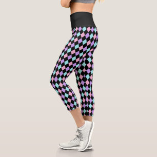 Diamond Pattern Kawaii Pastel Goth Capri Leggings
