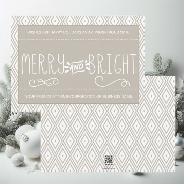 Diamond Pattern Merry and Bright Corporate Card (Creator Uploaded)