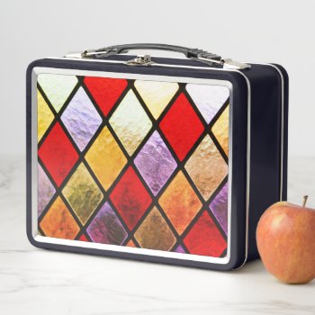 Diamond Pattern Metal Lunch Box by MarblesPictures at Zazzle