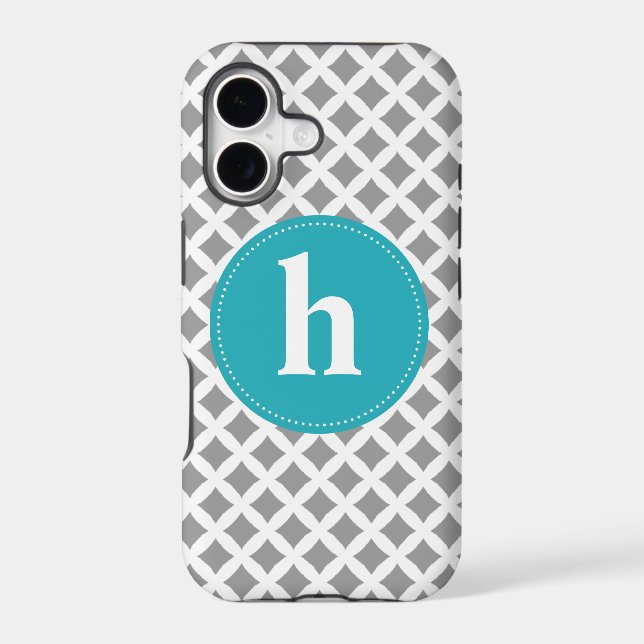 Diamond Pattern Monogram {pick your color} Iphone Case (Back)
