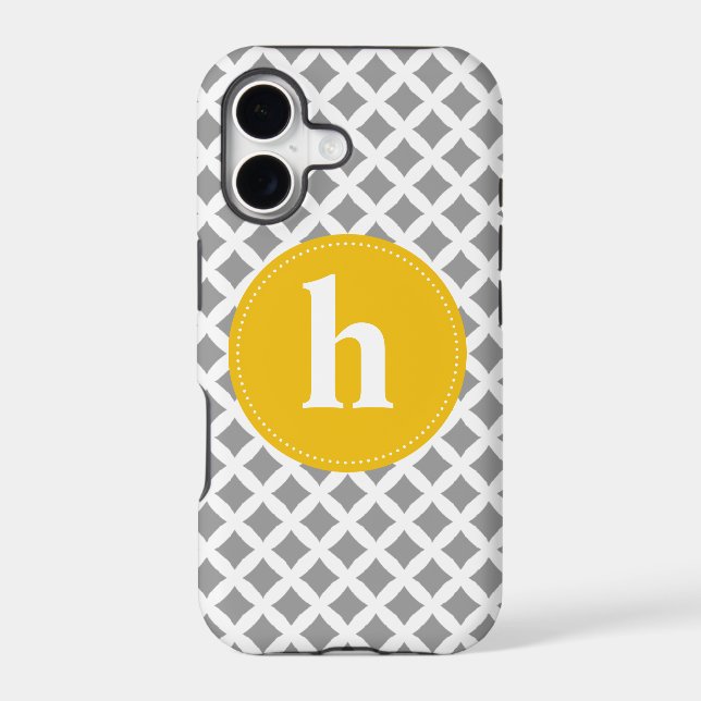 Diamond Pattern Monogram {pick your color} Iphone Case (Back)