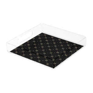 Diamond Pattern on Black Acrylic Serving Tray