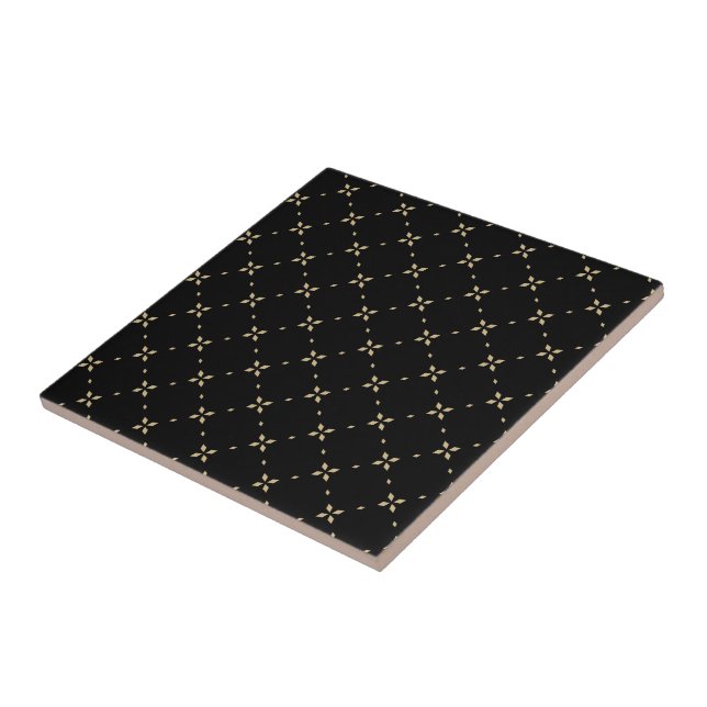 Diamond Pattern on Black Decorative Tile (Side)