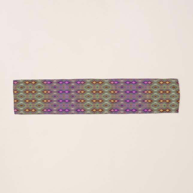 Diamond Pattern on Chiffon Long Scarf (Front (Horizontal))