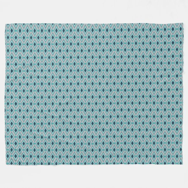 Diamond Pattern on Teal Background    Fleece Blanket (Front (Horizontal))