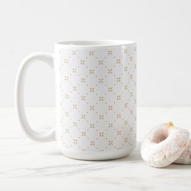 Diamond Pattern on White Coffee Mug (With Donut)