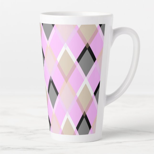 Diamond pattern party outdoor lilac latte mug (Right)