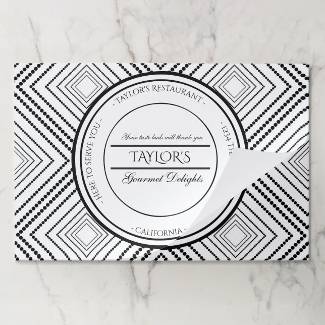 Diamond pattern personalized restaurant paper pad (Folded)