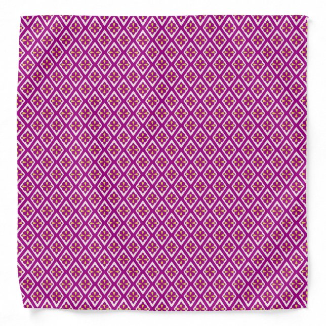 Diamond pattern - plum and pink bandana (Front)