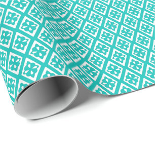 Diamond pattern - turquoise and white wrapping paper