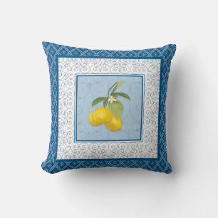 Diamond Pattern Tuscan Lemon Tree Trellis Fine Art Throw Pillow