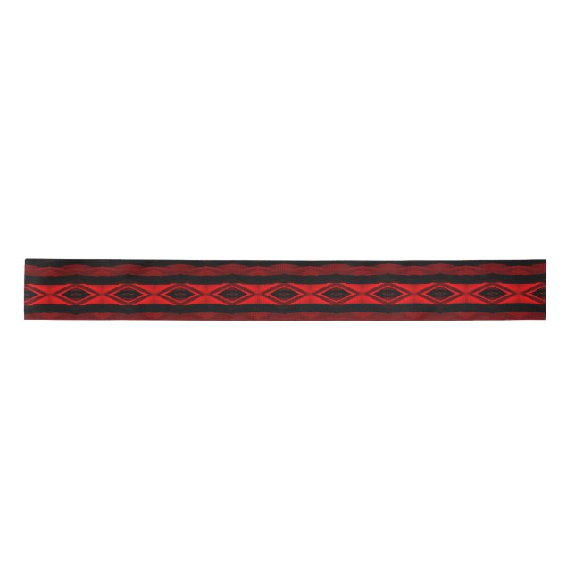 Diamond Pattern Vertical Stripe Red Black Satin Ribbon (Front)