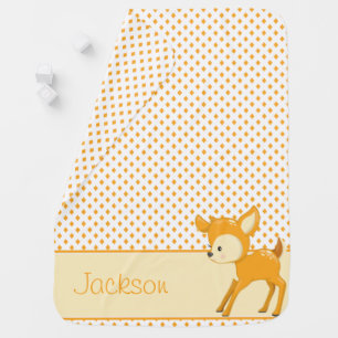 Diamond Pattern with Baby Fox   Personalized Baby Blanket
