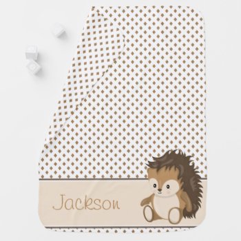 Diamond Pattern With Hedgehog | Personalized Stroller Blanket by DesignedwithTLC at Zazzle