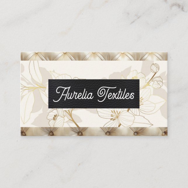 Diamond Patterned Tufted Upholstery | Floral Business Card (Front)